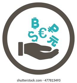 International Investment rounded icon. Vector illustration style is flat iconic bicolor symbol, grey and cyan colors, white background.
