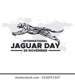 Ilustração do vetor do Dia Internacional da Jaguar em 29 de novembro. Projeto de banner do Dia Internacional da Jaguar. 