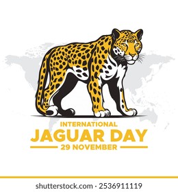 Ilustração do vetor do Dia Internacional da Jaguar em 29 de novembro. Projeto de banner do Dia Internacional da Jaguar. 