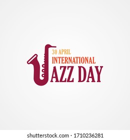International Jazz day 30 april logo, banner, sign, concept with orange and purple colors with a saxophone icon isolated on a white background. 