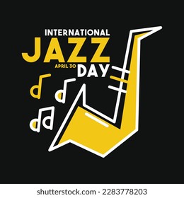 International Jazz Day. April 30. Saxophone line icon. Music note icon. Colorful. Flat design vector. Poster, banner, card, background. Eps 10.