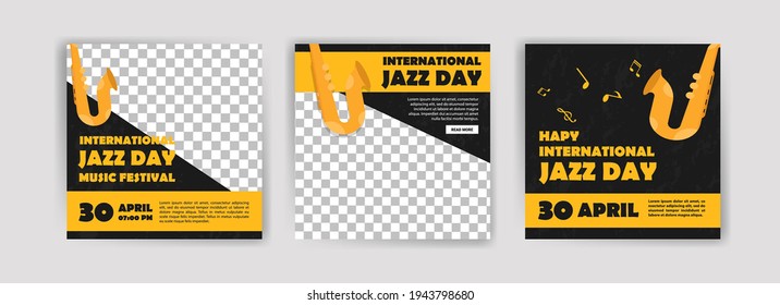 International Jazz Day. Jazz Day Banner Of Music Band In Concert. Banners Vector For Social Media Ads, Web Ads, Business Messages, Discount Flyers And Big Sale Banner.