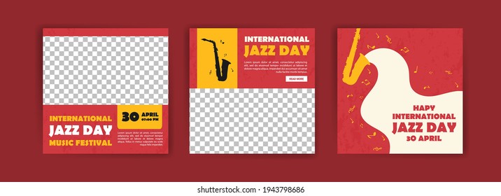 International Jazz Day. Jazz Day Banner Of Music Band In Concert. Banners Vector For Social Media Ads, Web Ads, Business Messages, Discount Flyers And Big Sale Banner.