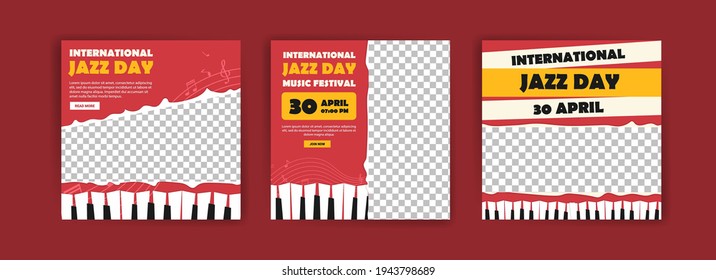 Internationaler Jazz-Tag. Jazz Day Banner der Musikband im Konzert. Banner-Vektorgrafik für Social-Media-Anzeigen, Web-Anzeigen, Geschäftsnachrichten, Discount-Flyer und Big-Sale-Banner.