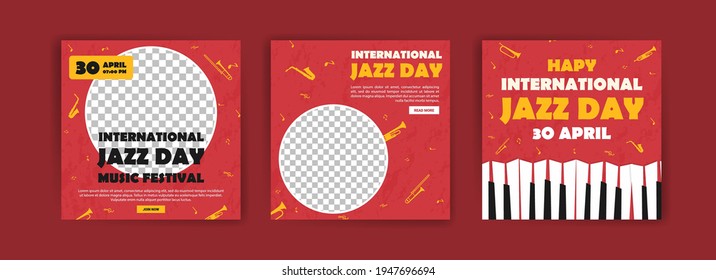 International Jazz Day. Jazz Day Banner Of Music Band In Concert. Banners Vector For Social Media Ads, Web Ads, Business Messages, Discount Flyers And Big Sale Banner.