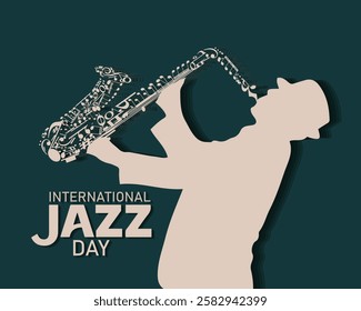 International Jazz Day banner of music band instruments. Banner, poster, card, postcard, placard, background design.