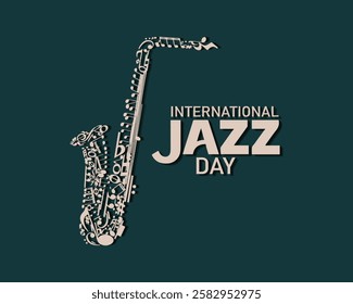 International Jazz Day banner of music band instruments. Banner, poster, card, postcard, placard, background design.