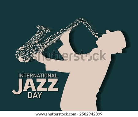 International Jazz Day banner of music band instruments. Banner, poster, card, postcard, placard, background design.