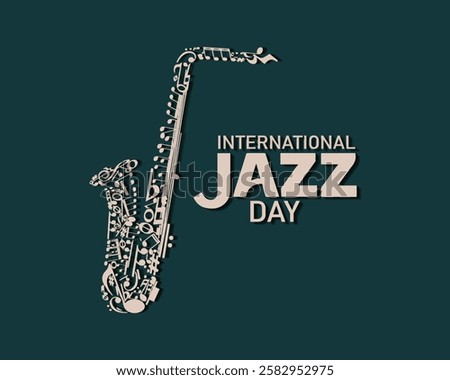 International Jazz Day banner of music band instruments. Banner, poster, card, postcard, placard, background design.