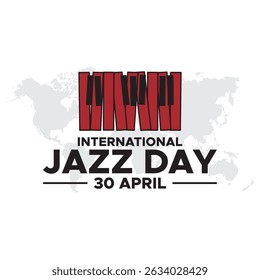 Celebração do Dia Internacional do Jazz. Vetor do Dia Internacional do Jazz. Projeto plano de fundo do Dia Mundial do Jazz. 30 de abril. ilustração vetorial, cartaz, banner, panfleto, saudação, convite e evento.