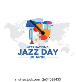International Jazz Day celebration. International Jazz Day Vector. Flat World Jazz Day background design. April 30. vector illustration, poster, banner, flyer, greeting, invitation, and event.