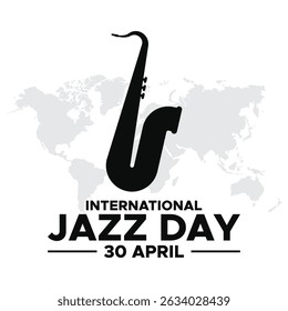 Celebração do Dia Internacional do Jazz. Vetor do Dia Internacional do Jazz. Projeto plano de fundo do Dia Mundial do Jazz. 30 de abril. ilustração vetorial, cartaz, banner, panfleto, saudação, convite e evento.