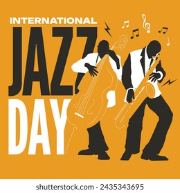 International Jazz Day Celebration. World Jazz Day background. Happy Jazz Day. April 30. Cartoon Vector illustration design for Poster, Banner, Flyer, Greeting, Card, Cover, Post, invitation, Event.