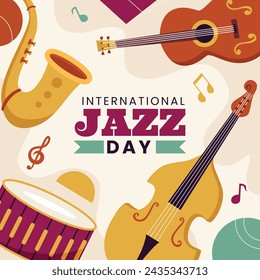 International Jazz Day Celebration. World Jazz Day background. Happy Jazz Day. April 30. Cartoon Vector illustration design for Poster, Banner, Flyer, Greeting, Card, Cover, Post, invitation, Event.