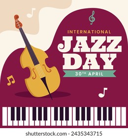 International Jazz Day Celebration. World Jazz Day background. Happy Jazz Day. April 30. Cartoon Vector illustration design for Poster, Banner, Flyer, Greeting, Card, Cover, Post, invitation, Event.