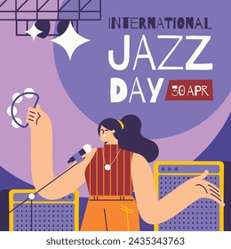 International Jazz Day Celebration. World Jazz Day background. Happy Jazz Day. April 30. Cartoon Vector illustration design for Poster, Banner, Flyer, Greeting, Card, Cover, Post, invitation, Event.