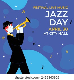 International Jazz Day Celebration. World Jazz Day background. Happy Jazz Day. April 30. Cartoon Vector illustration design for Poster, Banner, Flyer, Greeting, Card, Cover, Post, invitation, Event.