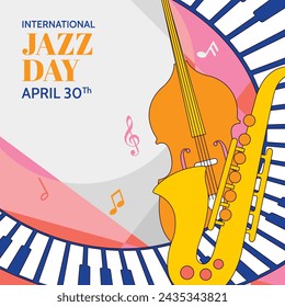 International Jazz Day Celebration. World Jazz Day background. Happy Jazz Day. April 30. Cartoon Vector illustration design for Poster, Banner, Flyer, Greeting, Card, Cover, Post, invitation, Event.