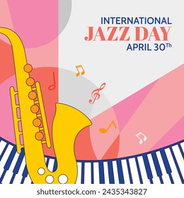 International Jazz Day Celebration. World Jazz Day background. Happy Jazz Day. April 30. Cartoon Vector illustration design for Poster, Banner, Flyer, Greeting, Card, Cover, Post, invitation, Event.