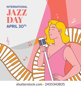 International Jazz Day Celebration. World Jazz Day background. Happy Jazz Day. April 30. Cartoon Vector illustration design for Poster, Banner, Flyer, Greeting, Card, Cover, Post, invitation, Event.