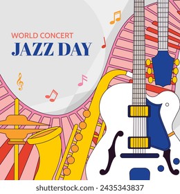 International Jazz Day Celebration. World Jazz Day background. Happy Jazz Day. April 30. Cartoon Vector illustration design for Poster, Banner, Flyer, Greeting, Card, Cover, Post, invitation, Event.