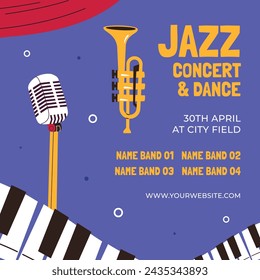 International Jazz Day Celebration. World Jazz Day background. Happy Jazz Day. April 30. Cartoon Vector illustration design for Poster, Banner, Flyer, Greeting, Card, Cover, Post, invitation, Event.