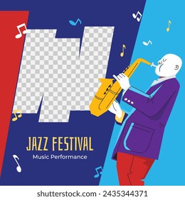 In: International Jazz Day Celebration. Hintergrund des World Jazz Day. Happy Jazz Day. 30. April. Cartoon Vektor Illustration Design für Poster, Banner, Flyer, Gruß, Karte, Cover, Post, Einladung, Event.