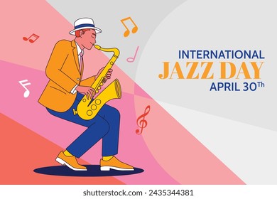International Jazz Day Celebration. World Jazz Day background. Happy Jazz Day. April 30. Cartoon Vector illustration design for Poster, Banner, Flyer, Greeting, Card, Cover, Post, invitation, Event.