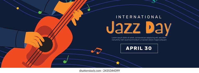 International Jazz Day Celebration. World Jazz Day background. Happy Jazz Day. April 30. Cartoon Vector illustration design for Poster, Banner, Flyer, Greeting, Card, Cover, Post, invitation, Event.