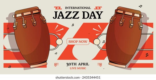 International Jazz Day Celebration. World Jazz Day background. Happy Jazz Day. April 30. Cartoon Vector illustration design for Poster, Banner, Flyer, Greeting, Card, Cover, Post, invitation, Event.