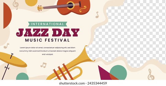 Celebración del Día Internacional del Jazz Fondo del Día Mundial del Jazz Feliz Día del Jazz. 30 de abril. Diseño de ilustración vectorial de dibujos animados para cartel, pancarta, volante, saludo, tarjeta, cubierta, correo, invitación, evento.