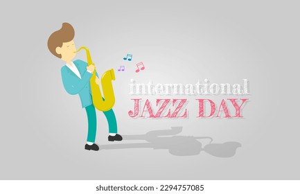 International Jazz Day greetings with a man playing saxophone