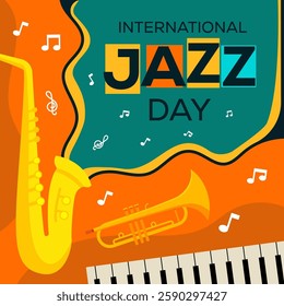 international jazz day illustration in flat style design