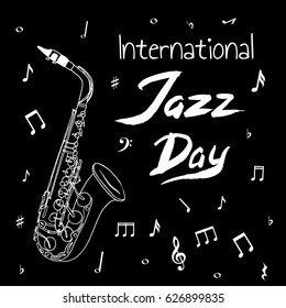 International Jazz Day illustration with sketch of saxophone