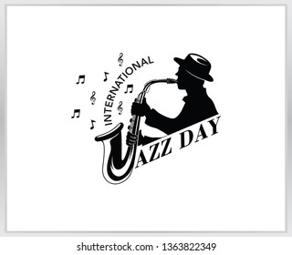 International jazz day. a man plays saxophone. saxophone icon