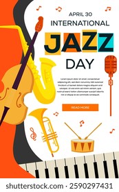 international jazz day poster template illustration design