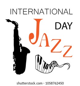 International Jazz Day with text and symbols. Vector illustration