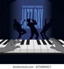 International Jazz Day Vector illustration on dark background.