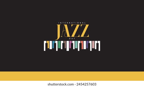 International jazz day. Vector illustration of a piano keyboard. Suitable for banners, web, social media, greeting cards etc