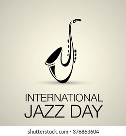 International Jazz Day Vector Illustration With Saxophone. Music Icon