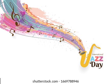 International jazz day vector,premium theme paper cut style watecolor background.