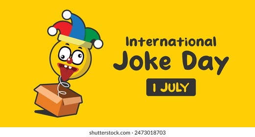 International Joke Day. Great for cards, banners, posters, social media and more. Yellow background.