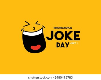 International Joke Day. July 1. Laughing face icon. Yellow background. Eps 10.