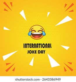 International Joke day July 1, Social Media Post Design Template vector Layered Smile Icon And cards, banners, posters, social media and more. Orange Background