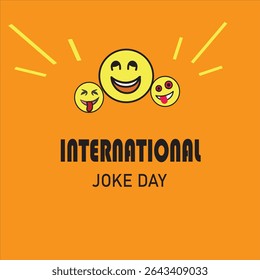 International Joke day July 1, Social Media Post Design Template vector Layered Smile Icons And cards, banners, posters, social media and more. Orange Background.