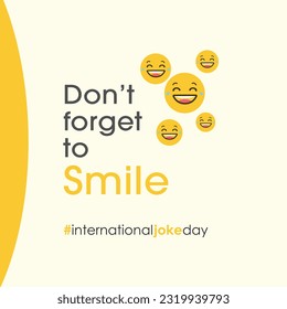 International Joke day July 1st. Smile, Jokes, Fun. Social Media Post Vector