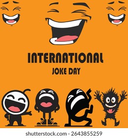 International Joke Day vector. july 01 Cheerful Silhouette
 smiley icons. Happy Face. Laughing emoticon symbol Great for cards, banners, posters, social media Orange Background 