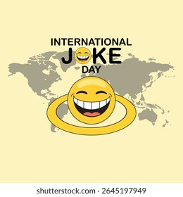 Dia Internacional das Piadas, 1º de julho: Modelo de Post Design de Mídia Social (vetor, em camadas). Ícones de sorriso, ilustração de vetor