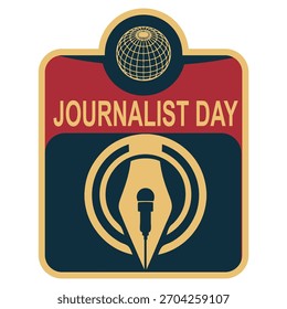 International Journalist Day sticker, vector illustration