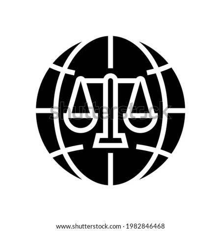 international jurisprudence glyph icon vector. international jurisprudence sign. isolated contour symbol black illustration